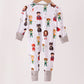 Grey character bamboo zipper romper