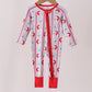 Blue santa claus bamboo zipper romper