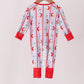Blue santa claus bamboo zipper romper