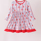 Blue santa claus bamboo ruffle dress
