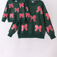 Forest bow sequin mom&me top
