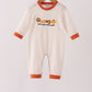 Cream turkey pumpkin embroidery romper