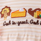 Cream turkey pumpkin embroidery bow bubble