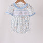 Blue pumpkin embroidery ruffle bubble