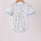 Blue pumpkin embroidery ruffle bubble