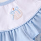 Blue pumpkin embroidery ruffle bloomer set