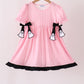 Pink ghost applique stripe dress