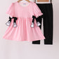 Pink ghost applique stripe pants set