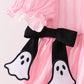 Pink ghost applique stripe pants set
