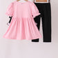 Pink ghost applique stripe pants set