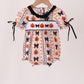 Pumpkin bow embroidery ruffle bubble