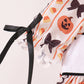 Pumpkin bow embroidery ruffle dress