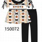 Pumpkin bow embroidery ruffle pants set