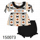 Pumpkin bow embroidery ruffle bloomer set