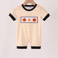 Pumpkin embroidery stripe romper