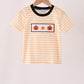 Pumpkin embroidery stripe top