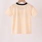 Pumpkin embroidery stripe top