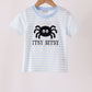 Blue stripe spider embroidery top