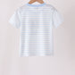 Blue stripe spider embroidery top