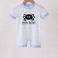 Blue stripe spider embroidery romper