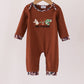 Brown camouflage hunting embroidery romper