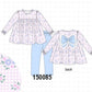 Pink floral bow pants set