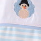 Blue turkey embroidery stripe top