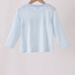 Blue turkey embroidery stripe top