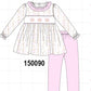 Pink floral turkey embroidery ruffle pants set