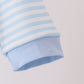Blue turkey embroidery stripe romper