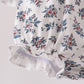 Teal floral smocked bow bubble