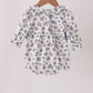 Teal floral smocked bow bubble