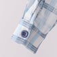 Blue plaid button down shirt