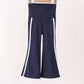 Navy Flare Double Side Stripe Active Pants
