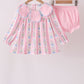 Pink Pearl Bow Floral Bloomer Set