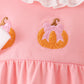 Pink pumpkin embroidery ruffle bubble