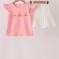 Pink pumpkin embroidery skorts set