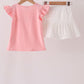 Pink pumpkin embroidery skorts set