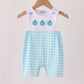 Blue pumpkin embroidery gingham jonjon