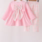 Pink floral bow pants set