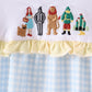 Blue character embroidery gingham ruffle bubble
