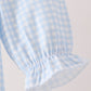 Blue character embroidery gingham ruffle bubble