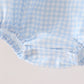 Blue character embroidery gingham ruffle bubble