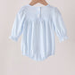 Blue character embroidery gingham ruffle bubble