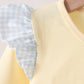 Beige character embroidery gingham bloomer set