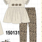 Leopard pumpkin applique pants set