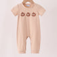 Leopard pumpkin embroidery romper