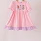 Pink goose embroidery ruffle dress
