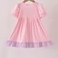 Pink goose embroidery ruffle dress