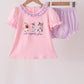 Pink goose embroidery ruffle bloomer set